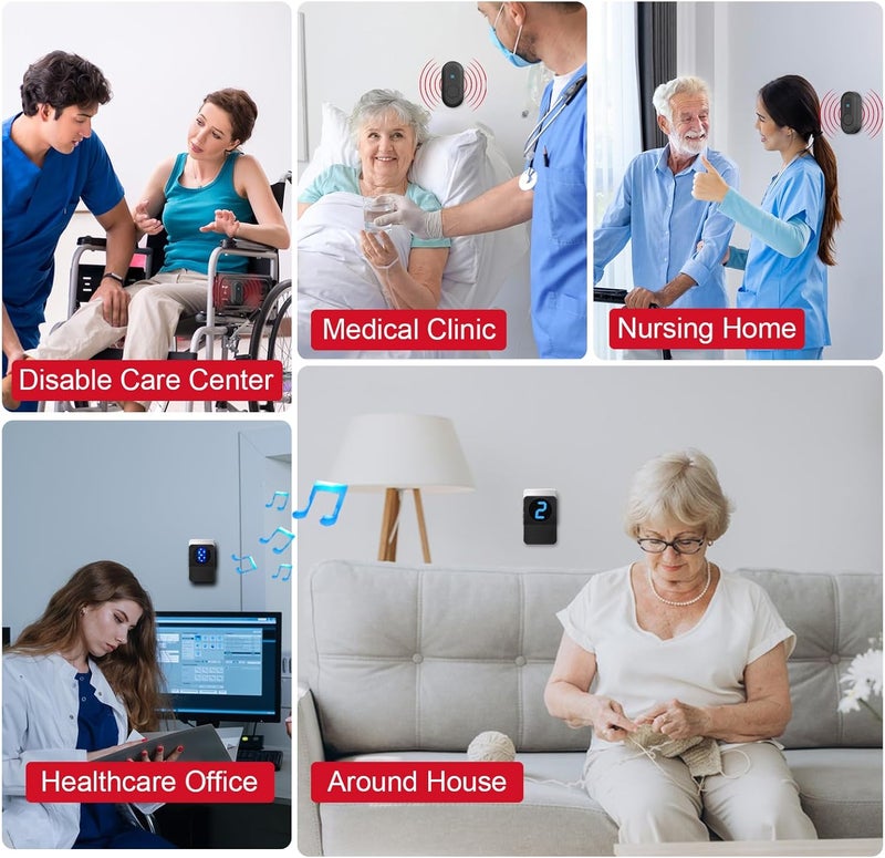 CallToU Caregiver Pager Wireless Call Button System Call Bell Alert Button Wireless Calling System for Elderly at Home/Deaf Eldrely/Clinic/Medical Institution/Nursing Home (CC22WH 8-2) - Image 4